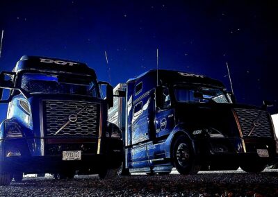Dot trucks at night